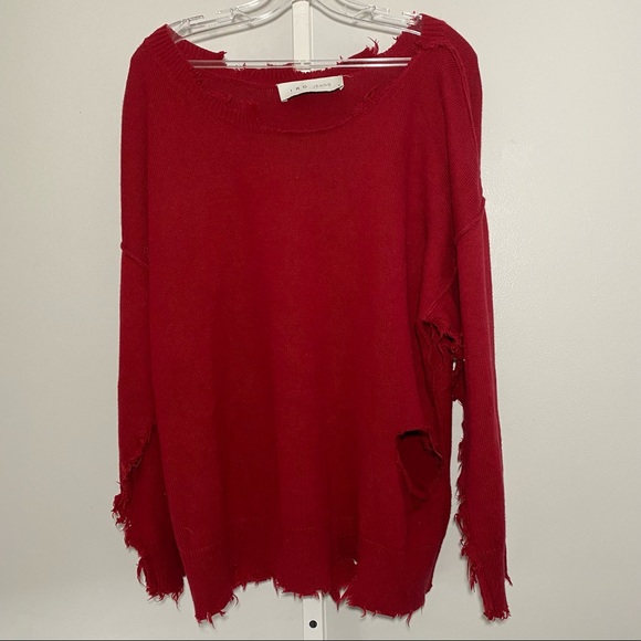 IRO Jeans Nosasa Red Distressed Sweater Size Small - Picture 5 of 9